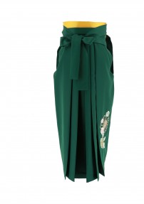 卒業式袴単品レンタル[刺繍]緑色に花の刺繍[身長158-162cm]No.836